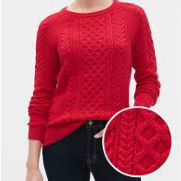 GAP 100% cotton Cable Knit Red Sweater - Picture 4 of 11